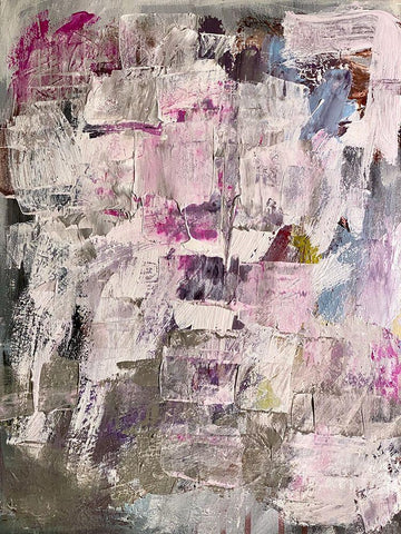 Blushing Pink White Modern Wood Framed Art Print with Double Matting by Spina, Phyllis