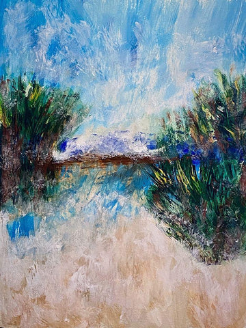 Seaside White Modern Wood Framed Art Print with Double Matting by Spina, Phyllis