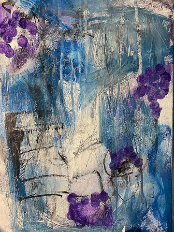 Purple Slashes White Modern Wood Framed Art Print with Double Matting by Spina, Phyllis