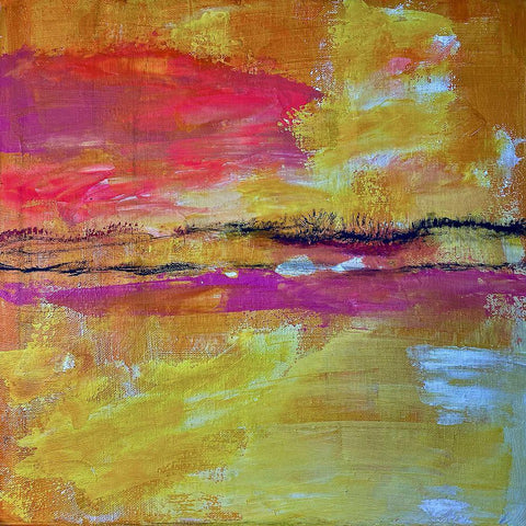 Heat Wave White Modern Wood Framed Art Print with Double Matting by Spina, Phyllis