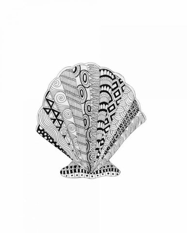 BW Decorated Scallop White Modern Wood Framed Art Print with Double Matting by Varacek, Pam