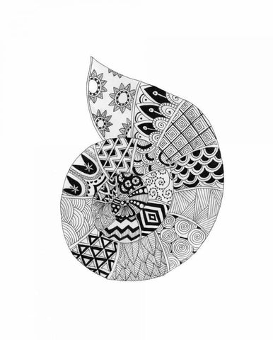 BW Decorated Nautilus White Modern Wood Framed Art Print with Double Matting by Varacek, Pam