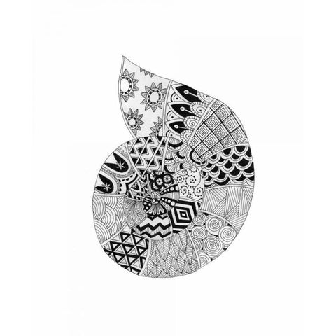 BW Decorated Nautilus Black Modern Wood Framed Art Print by Varacek, Pam