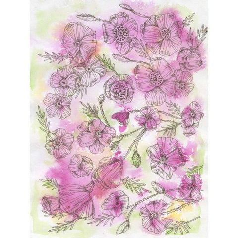 Floral Pinks White Modern Wood Framed Art Print by Varacek, Pam