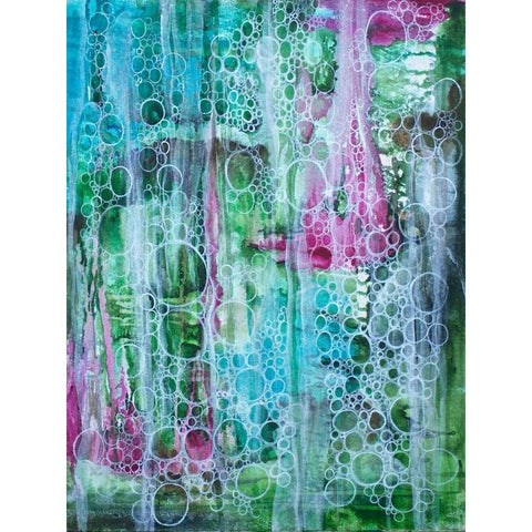 Teal Bubbles White Modern Wood Framed Art Print by Varacek, Pam