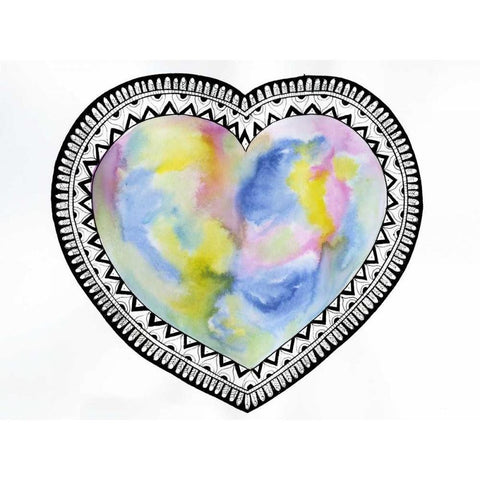 Tribal Heart Black Modern Wood Framed Art Print by Varacek, Pam