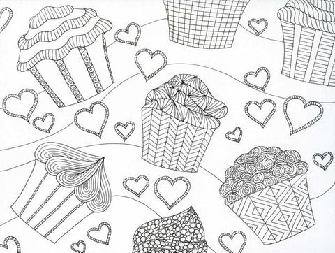 Cupcake Love White Modern Wood Framed Art Print with Double Matting by Varacek, Pam