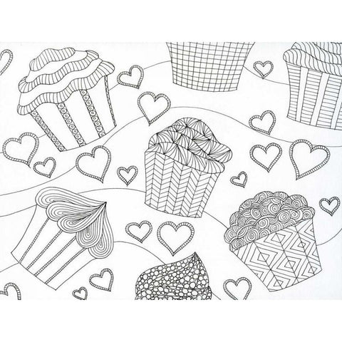 Cupcake Love White Modern Wood Framed Art Print by Varacek, Pam
