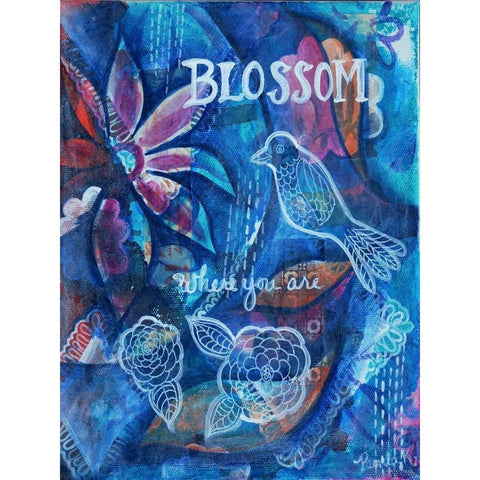 Blossom Where You Are Black Modern Wood Framed Art Print with Double Matting by Varacek, Pam