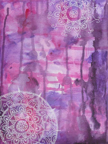 Purple Positive Vibes Black Ornate Wood Framed Art Print with Double Matting by Varacek, Pam