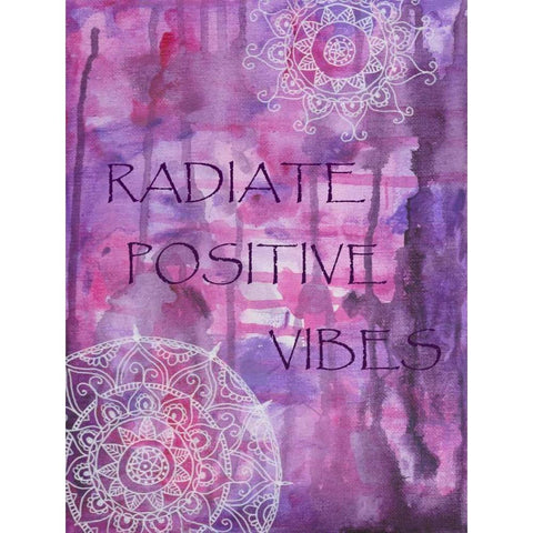 Purple Radiate Positive Vibes Black Modern Wood Framed Art Print with Double Matting by Varacek, Pam