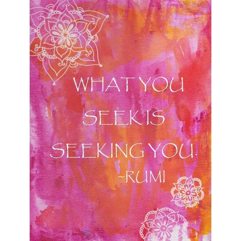 Pink What You Seek Is Seeking You White Modern Wood Framed Art Print by Varacek, Pam