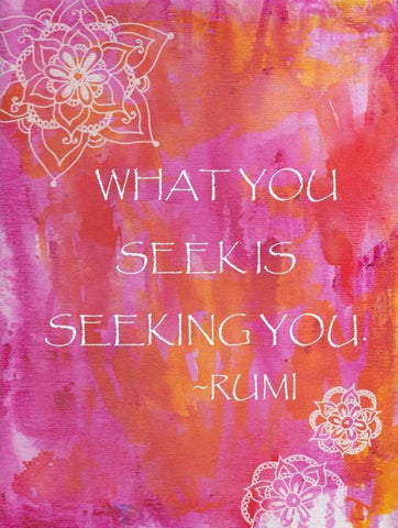 Pink What You Seek Is Seeking You White Modern Wood Framed Art Print with Double Matting by Varacek, Pam