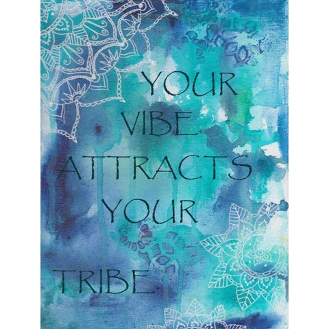 Your Vibe Attracts Your Tribe Gold Ornate Wood Framed Art Print with Double Matting by Varacek, Pam