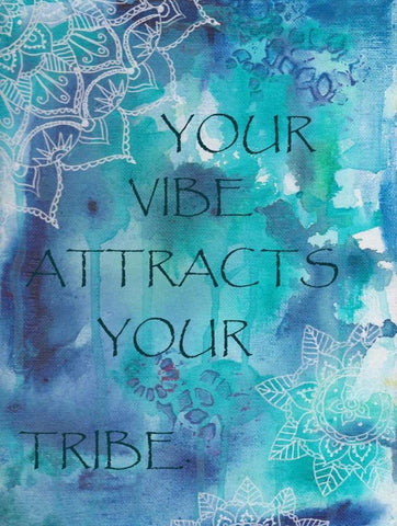 Your Vibe Attracts Your Tribe Black Ornate Wood Framed Art Print with Double Matting by Varacek, Pam