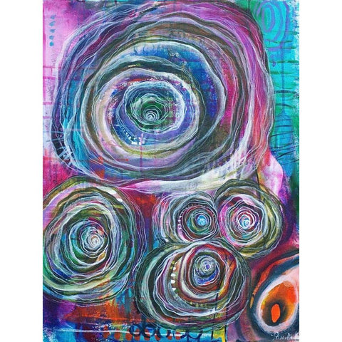 Circular Abstraction Black Modern Wood Framed Art Print with Double Matting by Varacek, Pam