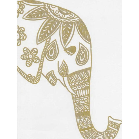 Elephant Gold 3 White Modern Wood Framed Art Print by Varacek, Pam