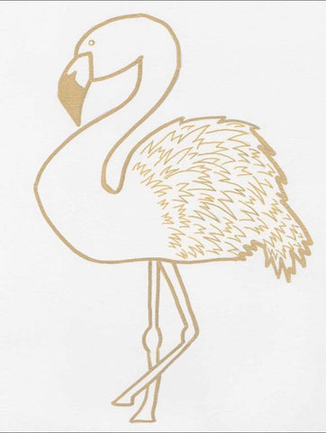 Golden Flamingo White Modern Wood Framed Art Print with Double Matting by Varacek, Pam