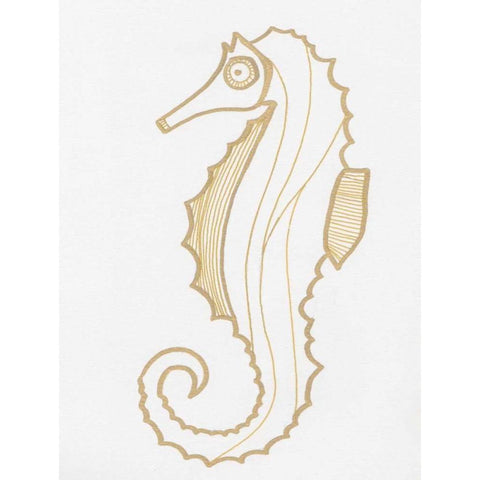 Golden Seahorse Gold Ornate Wood Framed Art Print with Double Matting by Varacek, Pam