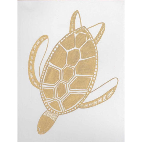 Golden Sea Turtle Black Modern Wood Framed Art Print with Double Matting by Varacek, Pam