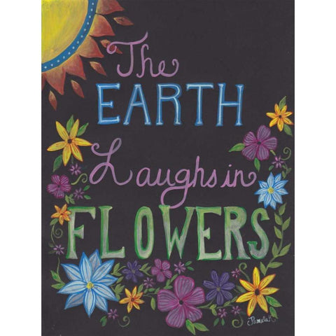 Laughing Flowers Black Modern Wood Framed Art Print with Double Matting by Varacek, Pam