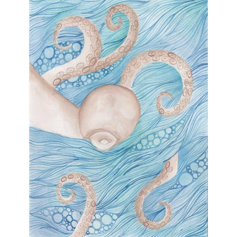 Sea Of Octopus White Modern Wood Framed Art Print by Varacek, Pam