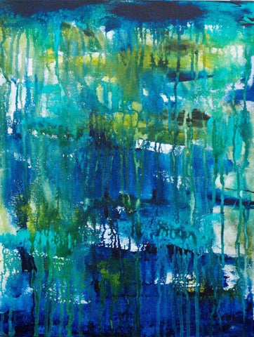 Water Abstraction White Modern Wood Framed Art Print with Double Matting by Varacek, Pam