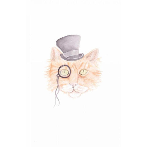 Monacle Meow Black Modern Wood Framed Art Print by Varacek, Pam
