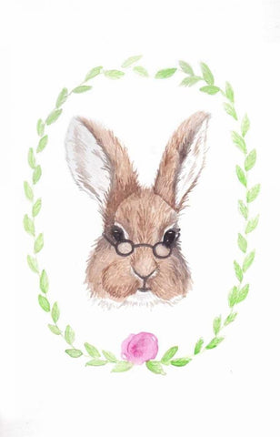 Bespectacled Bunny Black Ornate Wood Framed Art Print with Double Matting by Varacek, Pam