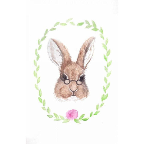 Bespectacled Bunny Gold Ornate Wood Framed Art Print with Double Matting by Varacek, Pam