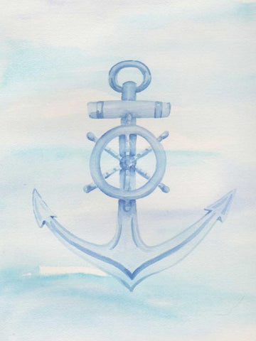 Coastal Anchor 1 White Modern Wood Framed Art Print with Double Matting by Varacek, Pam