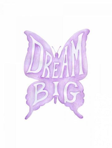 Dream Big Butterfly White Modern Wood Framed Art Print with Double Matting by Varacek, Pam