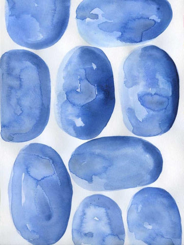 Indigo Stones White Modern Wood Framed Art Print with Double Matting by Varacek, Pam