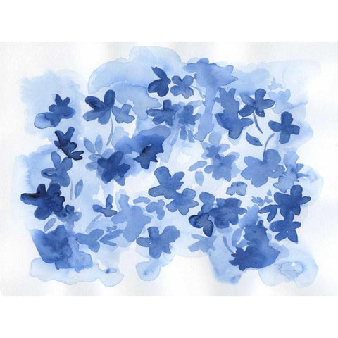 Indigo Flower Bush Black Modern Wood Framed Art Print by Varacek, Pam
