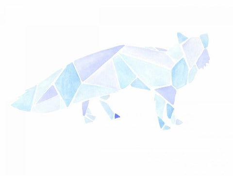 Geometric Fox White Modern Wood Framed Art Print with Double Matting by Varacek, Pam