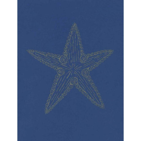 Glowing Indigo Starfish Black Modern Wood Framed Art Print with Double Matting by Varacek, Pam