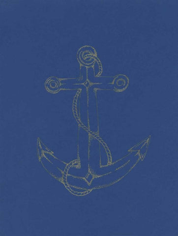 Glowing Indigo Anchor Black Ornate Wood Framed Art Print with Double Matting by Varacek, Pam