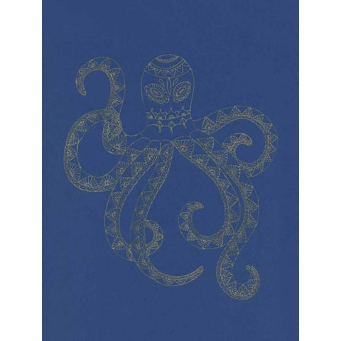 Glowing Indigo Octo Black Modern Wood Framed Art Print by Varacek, Pam