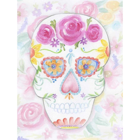 Calavera Dreaming Behind White Modern Wood Framed Art Print by Varacek, Pam