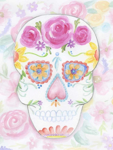 Calavera Dreaming Behind White Modern Wood Framed Art Print with Double Matting by Varacek, Pam