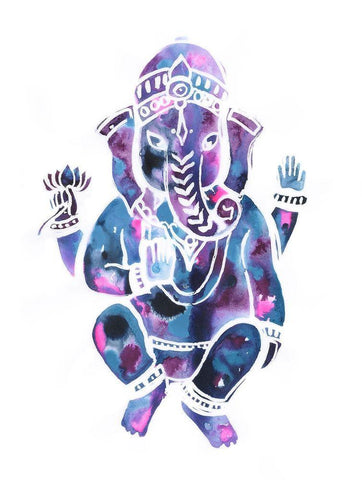 Buddha Elephant Black Ornate Wood Framed Art Print with Double Matting by Varacek, Pam