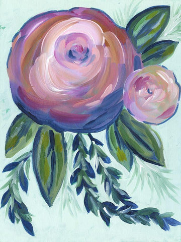 Elegant Bloom 1 Black Ornate Wood Framed Art Print with Double Matting by Varacek, Pam
