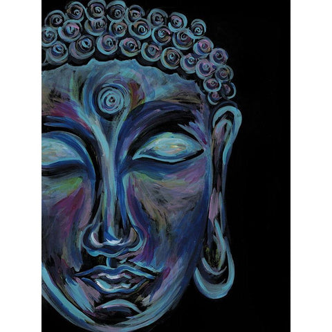 Colorful Buddha Black Modern Wood Framed Art Print with Double Matting by Varacek, Pam