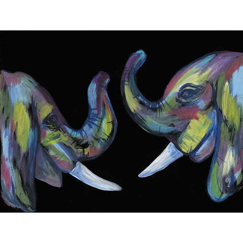 Colorful Elephants 1 Black Modern Wood Framed Art Print by Varacek, Pam