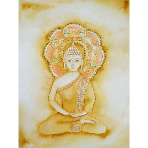 Natural Buddha White Modern Wood Framed Art Print by Varacek, Pam