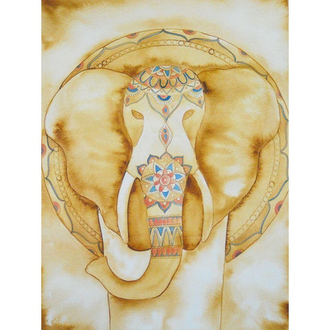 Natural Elephant White Modern Wood Framed Art Print by Varacek, Pam