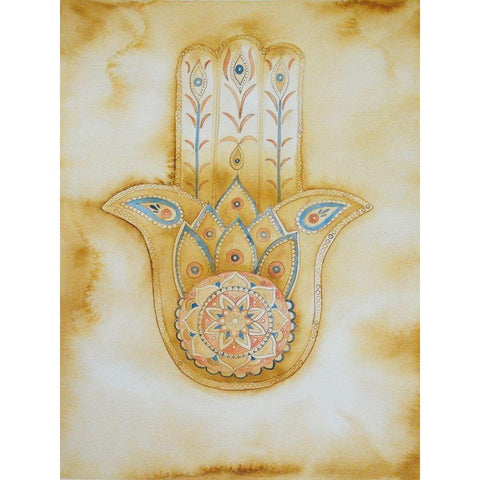 Natural Hamsa White Modern Wood Framed Art Print by Varacek, Pam