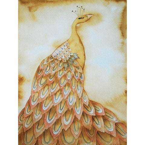 Natural Peacock White Modern Wood Framed Art Print by Varacek, Pam