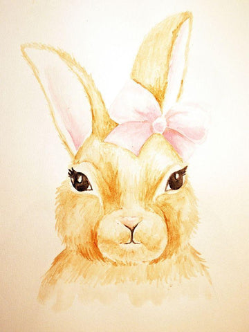 Cute Bunny White Modern Wood Framed Art Print with Double Matting by Varacek, Pam