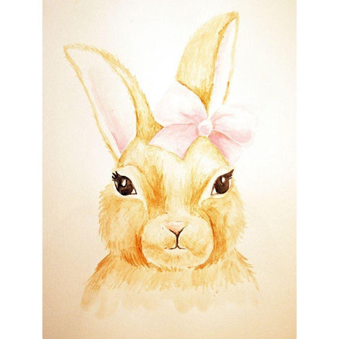Cute Bunny Black Modern Wood Framed Art Print by Varacek, Pam